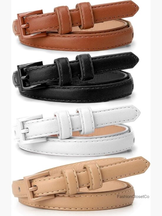 Skinny Faux Leather Belt 0.6 Inch for Jeans Dresses Casual Formal